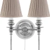 Karlskrona Lampfabrik Vägglampor I Nickel|Vägglampor Med Två Armar|Vägglampa - Wivallius nickel, beige tygskärm