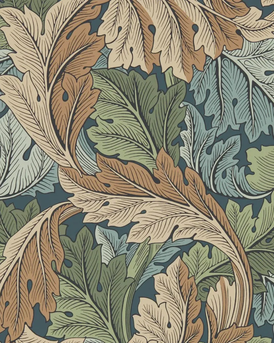 Sanderson Design Group Brands Ltd Mönstrade Tapeter|Blommiga Tapeter|William Morris & Co. Tapet - Acanthus Slate Blue/Thyme