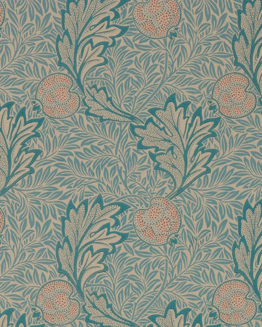 Sanderson Design Group Brands Ltd Mönstrade Tapeter|Blommiga Tapeter|William Morris & Co. Tapet - Apple indigo antique