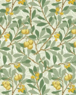 Sanderson Design Group Brands Ltd Mönstrade Tapeter|Blommiga Tapeter|William Morris & Co. Tapet - Arbutus Sage/Lemon