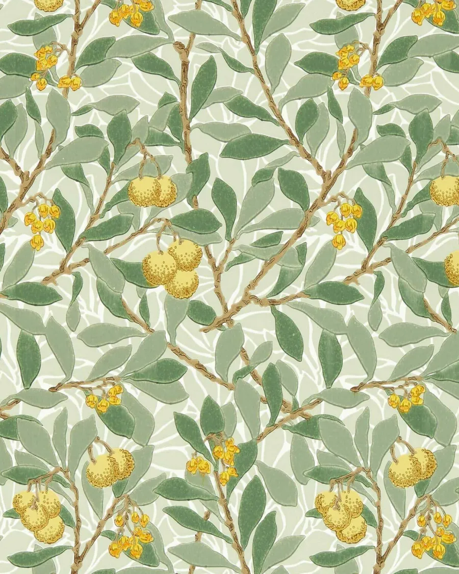 Sanderson Design Group Brands Ltd Mönstrade Tapeter|Blommiga Tapeter|William Morris & Co. Tapet - Arbutus Sage/Lemon