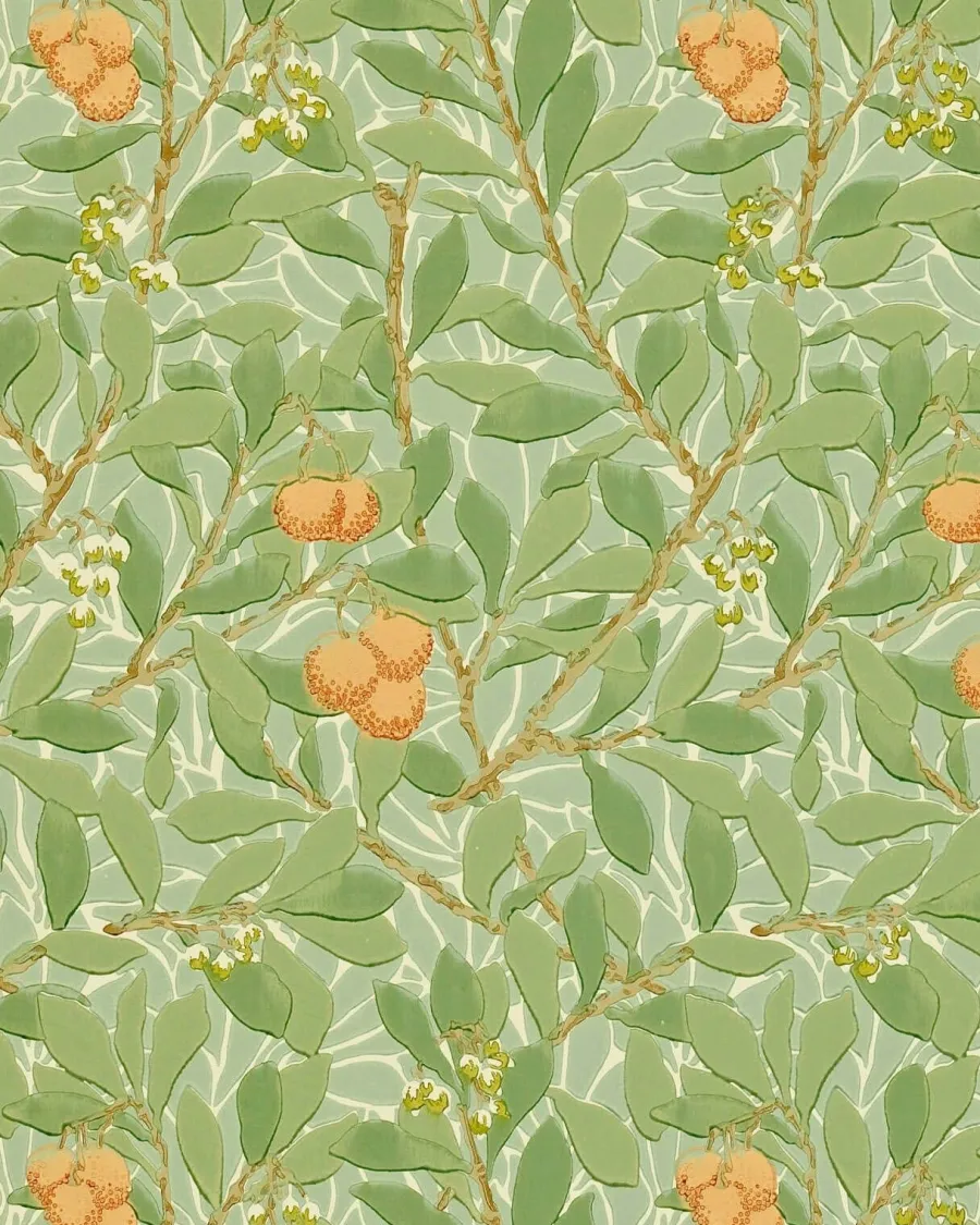 Sanderson Design Group Brands Ltd Mönstrade Tapeter|Blommiga Tapeter|William Morris & Co. Tapet - Arbutus Green/Terracotta