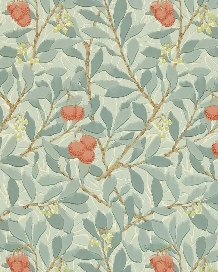 Sanderson Design Group Brands Ltd Mönstrade Tapeter|Blommiga Tapeter|William Morris & Co. Tapet - Arbutus Blue/Pink