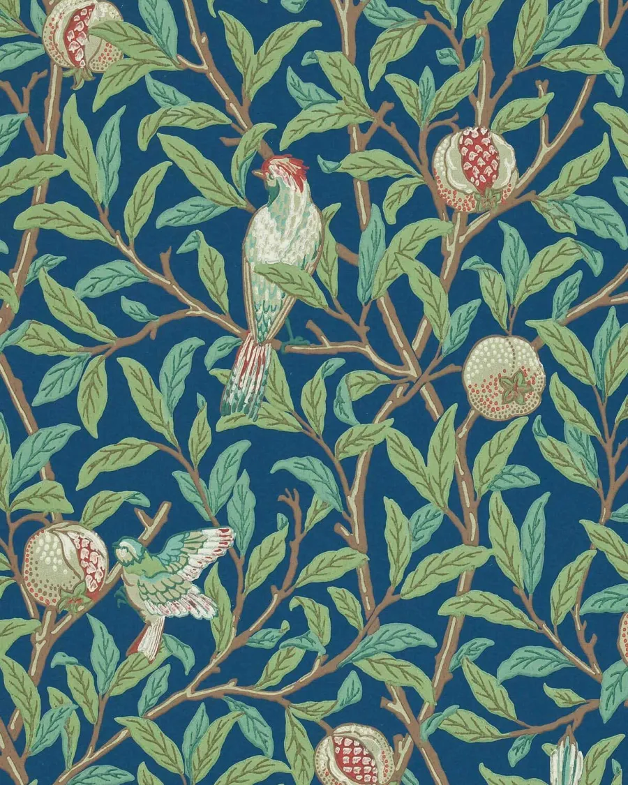 Sanderson Design Group Brands Ltd Mönstrade Tapeter|Blommiga Tapeter|William Morris & Co. Tapet - Bird & Pomegranate Blue/Sage