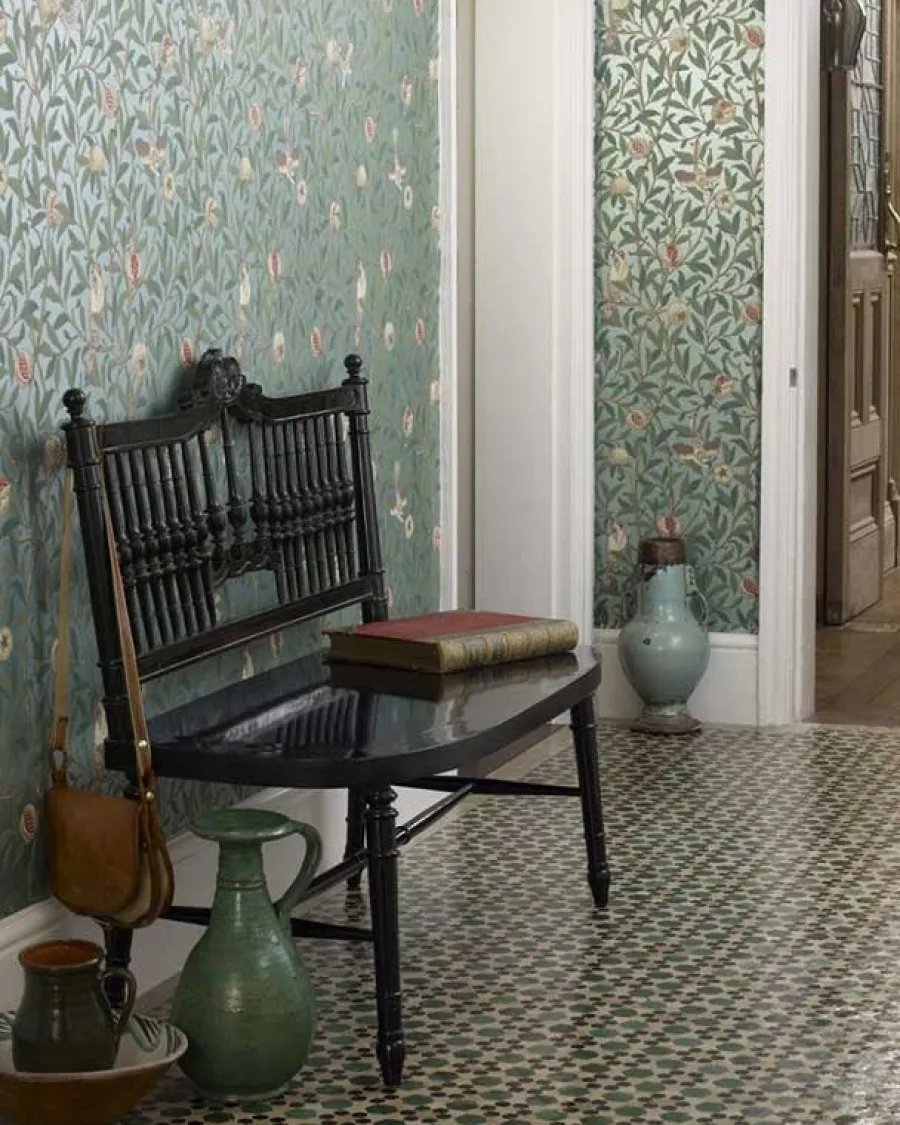 Sanderson Design Group Brands Ltd Mönstrade Tapeter|Blommiga Tapeter|William Morris & Co. Tapet - Bird & Pomegranate Turquoise/Coral