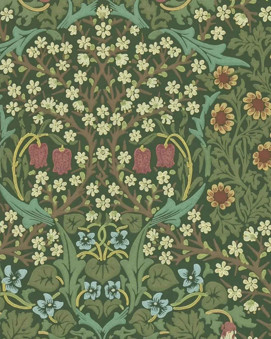 Sanderson Design Group Brands Ltd Mönstrade Tapeter|Blommiga Tapeter|William Morris & Co. Tapet - Blackthorn Green