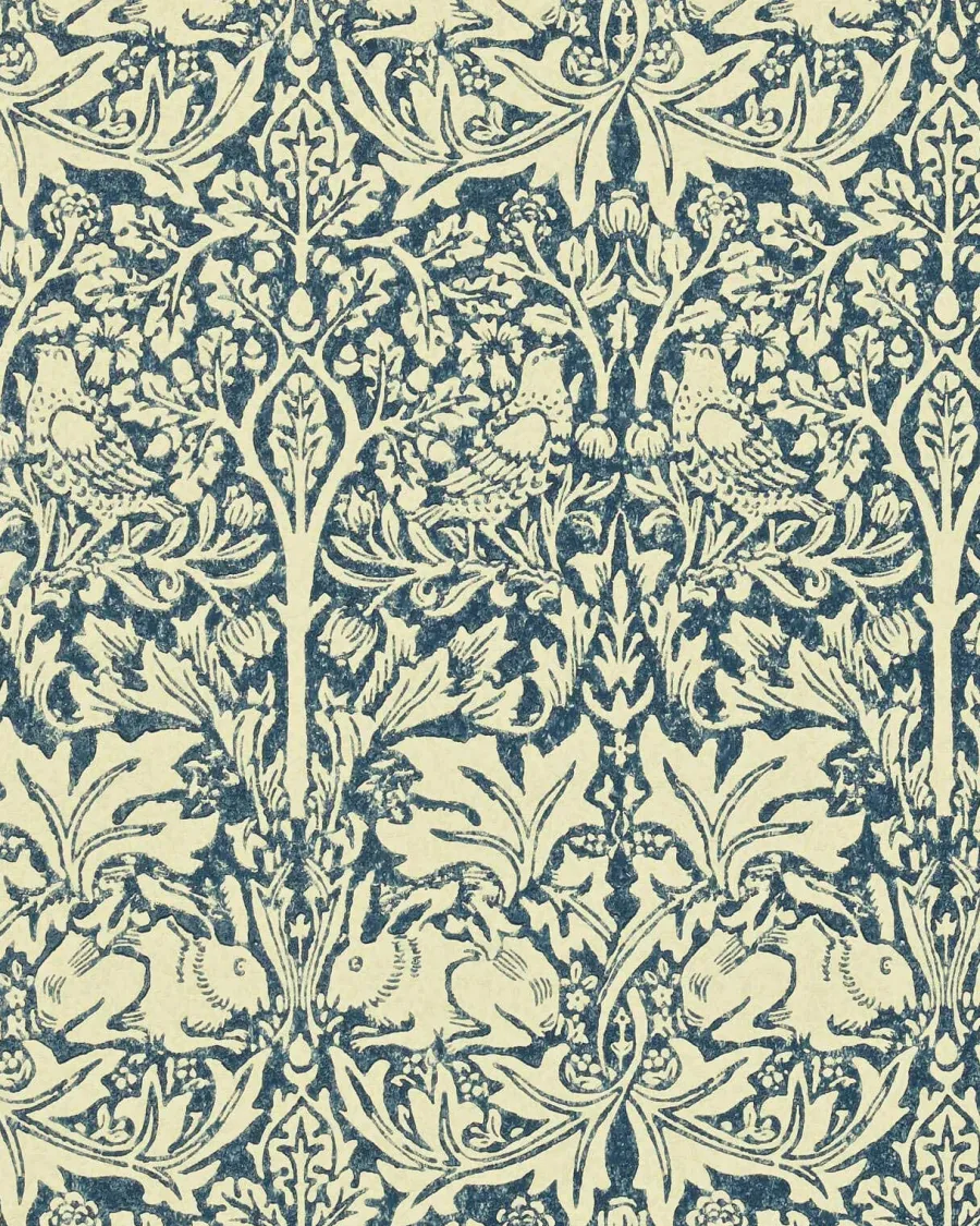 Sanderson Design Group Brands Ltd Mönstrade Tapeter|Blommiga Tapeter|William Morris & Co. Tapet - Brer Rabbit Indigo/Vellum