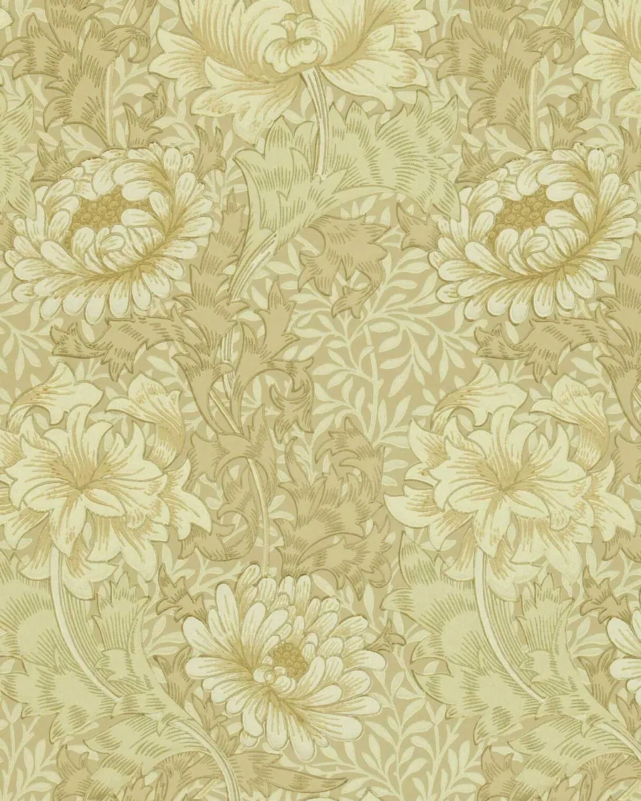Sanderson Design Group Brands Ltd Mönstrade Tapeter|Blommiga Tapeter|William Morris & Co. Tapet - Chrysanthemum Ivory/Canvas