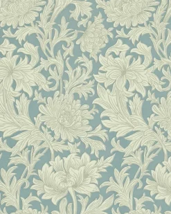 Sanderson Design Group Brands Ltd Mönstrade Tapeter|Blommiga Tapeter|William Morris & Co. Tapet - Chrysanthemum Toile China Blue/Cream