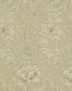 Sanderson Design Group Brands Ltd Mönstrade Tapeter|Blommiga Tapeter|William Morris & Co. Tapet - Chrysanthemum Toile Ivory/Gold