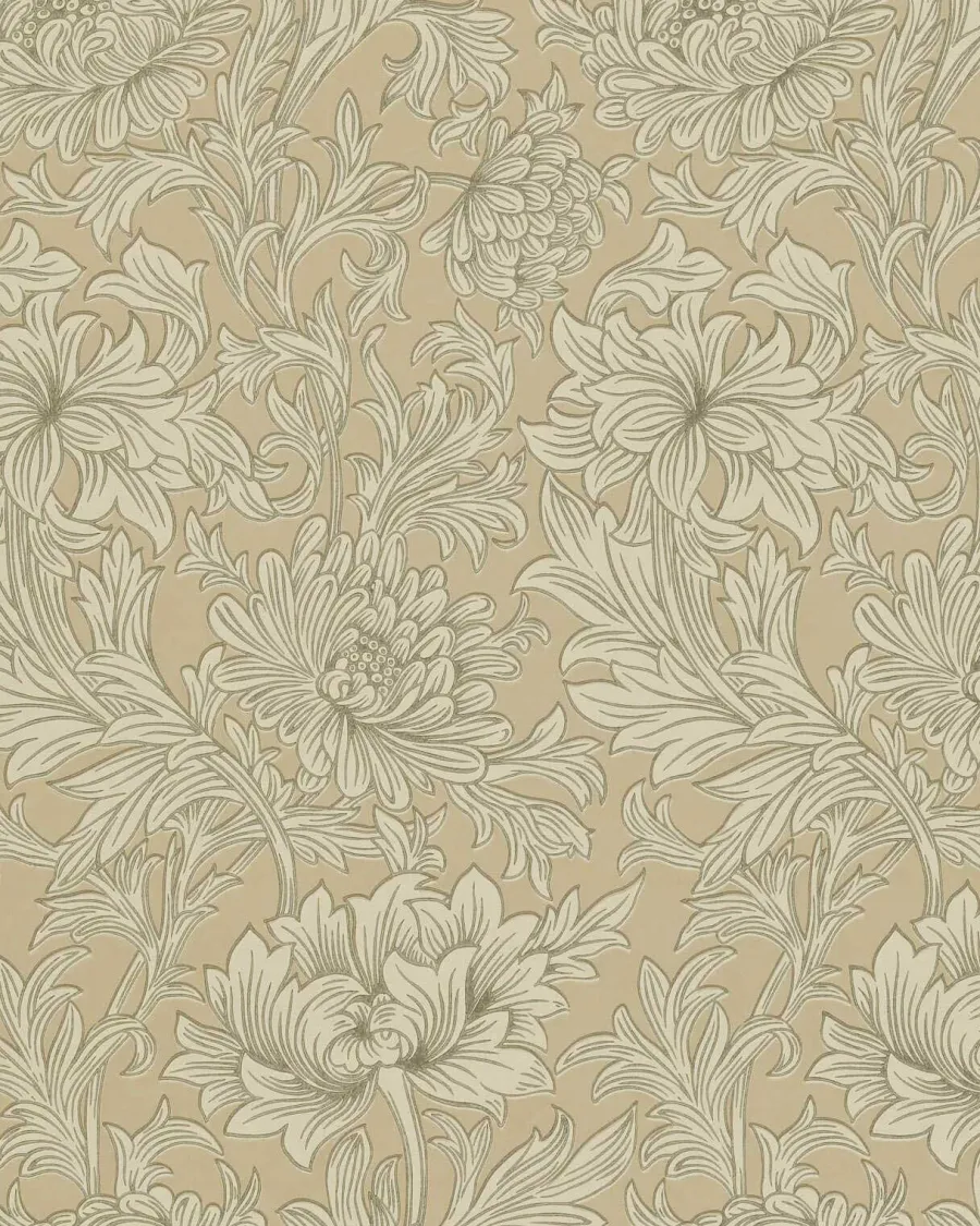 Sanderson Design Group Brands Ltd Mönstrade Tapeter|Blommiga Tapeter|William Morris & Co. Tapet - Chrysanthemum Toile Ivory/Gold