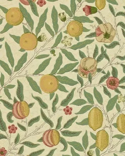 Sanderson Design Group Brands Ltd Mönstrade Tapeter|Blommiga Tapeter|William Morris & Co. Tapet - Fruit Beige/Gold/Coral