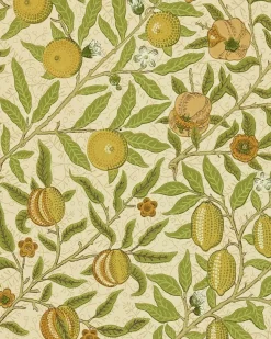 Sanderson Design Group Brands Ltd Mönstrade Tapeter|Blommiga Tapeter|William Morris & Co. Tapet - Fruit Lime Green/Tan