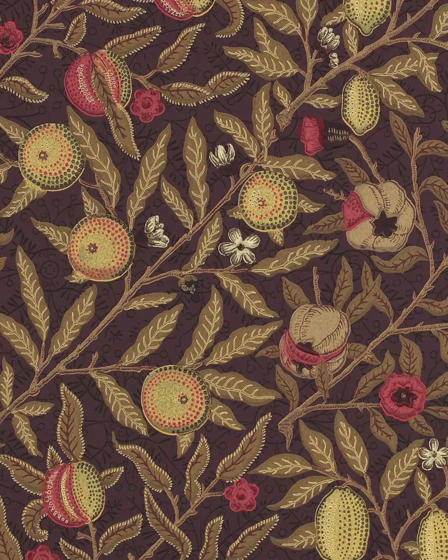 Sanderson Design Group Brands Ltd Mönstrade Tapeter|Blommiga Tapeter|William Morris & Co. Tapet - Fruit Wine/Manilla