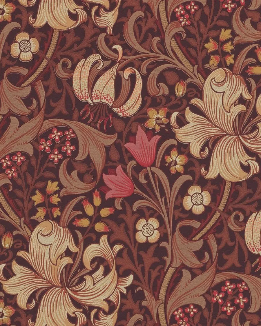 Sanderson Design Group Brands Ltd Mönstrade Tapeter|Blommiga Tapeter|William Morris & Co. Tapet - Golden Lily Fig/Burnt orange