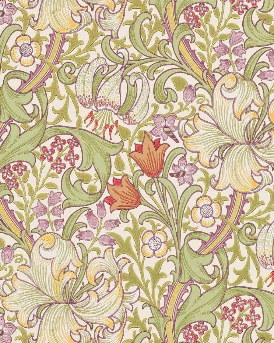 Sanderson Design Group Brands Ltd Mönstrade Tapeter|Blommiga Tapeter|William Morris & Co. Tapet - Golden Lily Olive/Russet