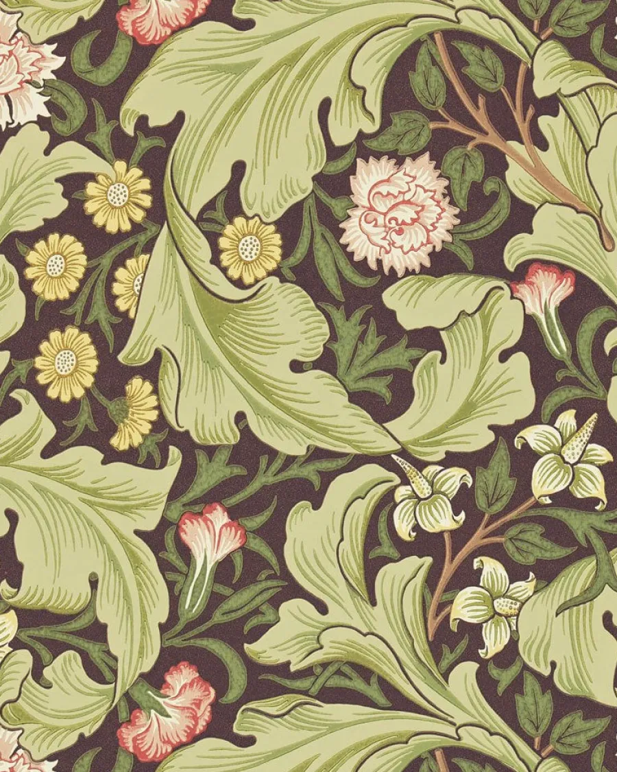 Sanderson Design Group Brands Ltd Mönstrade Tapeter|Blommiga Tapeter|William Morris & Co. Tapet - Leicester chocolate/olive
