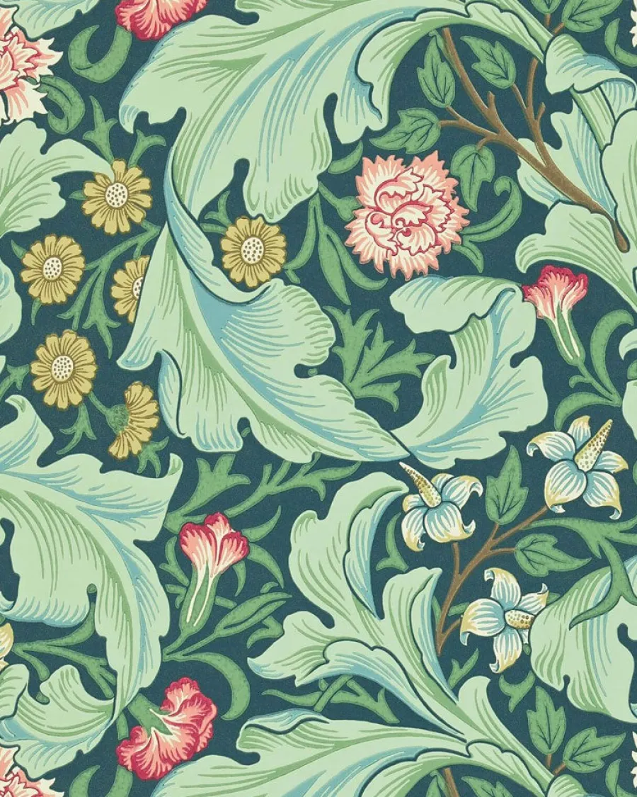 Sanderson Design Group Brands Ltd Mönstrade Tapeter|Blommiga Tapeter|William Morris & Co. Tapet - Leicester woad/sage