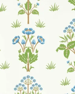 Sanderson Design Group Brands Ltd Mönstrade Tapeter|Blommiga Tapeter|William Morris & Co. Tapet - Meadow Sweet Cobalt/Grass Green