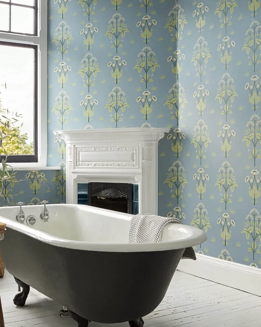 Sanderson Design Group Brands Ltd Mönstrade Tapeter|Blommiga Tapeter|William Morris & Co. Tapet - Meadow Sweet Mineral Blue