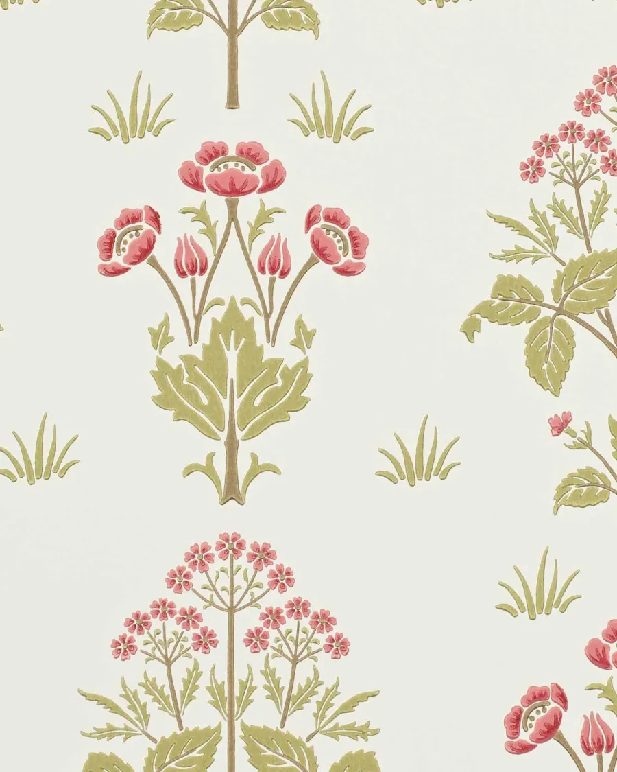 Sanderson Design Group Brands Ltd Mönstrade Tapeter|Blommiga Tapeter|William Morris & Co. Tapet - Meadow Sweet Rose/Olive