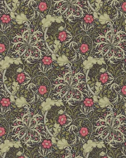 Sanderson Design Group Brands Ltd Mönstrade Tapeter|Blommiga Tapeter|William Morris & Co. Tapet - Morris Seaweed Ebony/Poppy