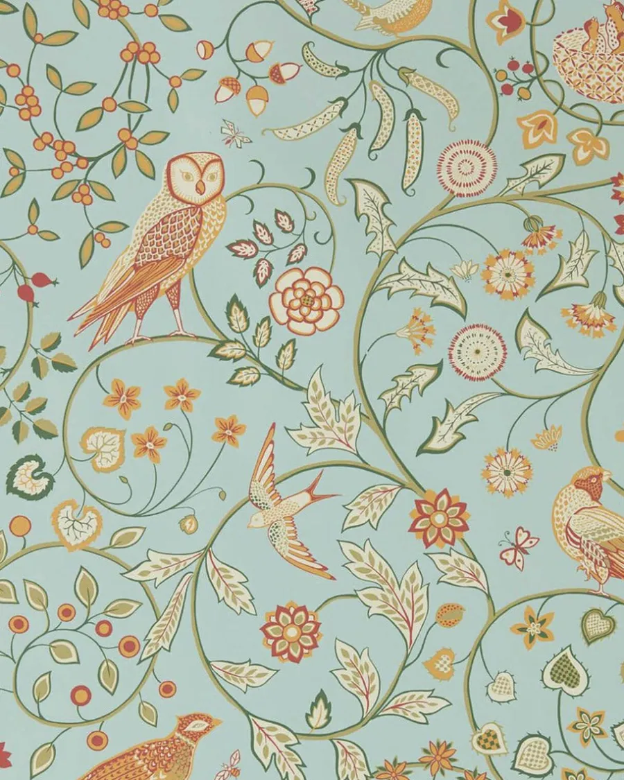 Sanderson Design Group Brands Ltd Mönstrade Tapeter|Blommiga Tapeter|William Morris & Co. Tapet - Newill peppermint russet