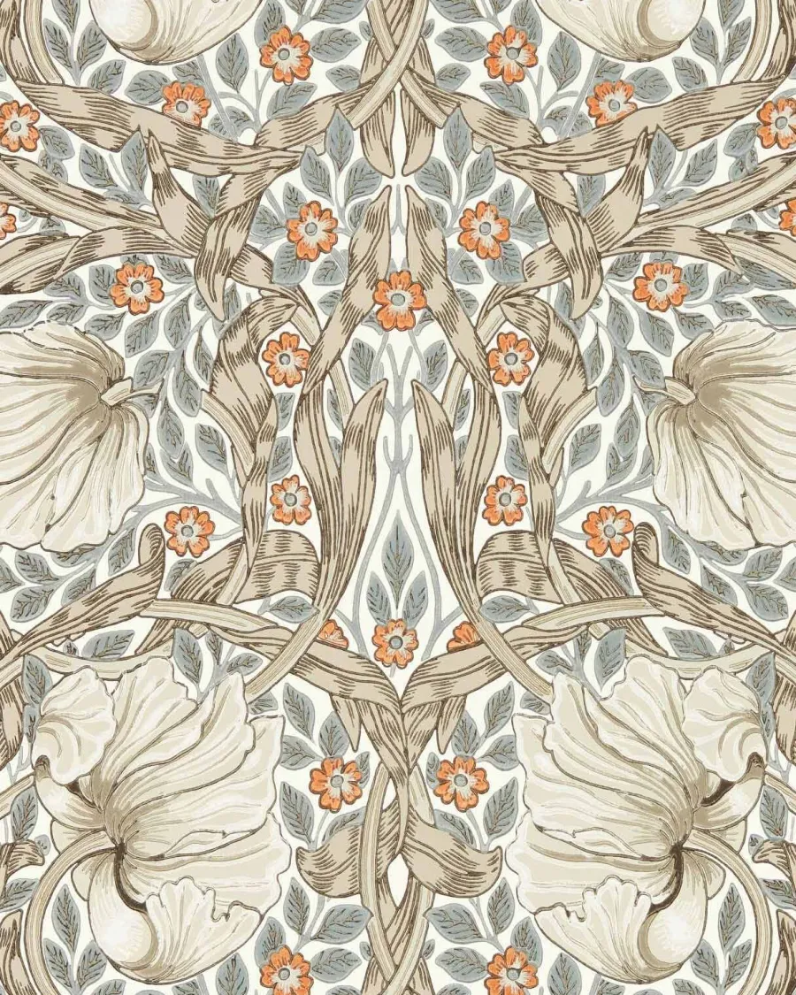 Sanderson Design Group Brands Ltd Mönstrade Tapeter|Blommiga Tapeter|William Morris & Co. Tapet - Pimpernel Linen/Coral