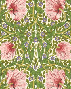 Sanderson Design Group Brands Ltd Mönstrade Tapeter|Blommiga Tapeter|William Morris & Co. Tapet - Pimpernel Sap Green/Strawberry