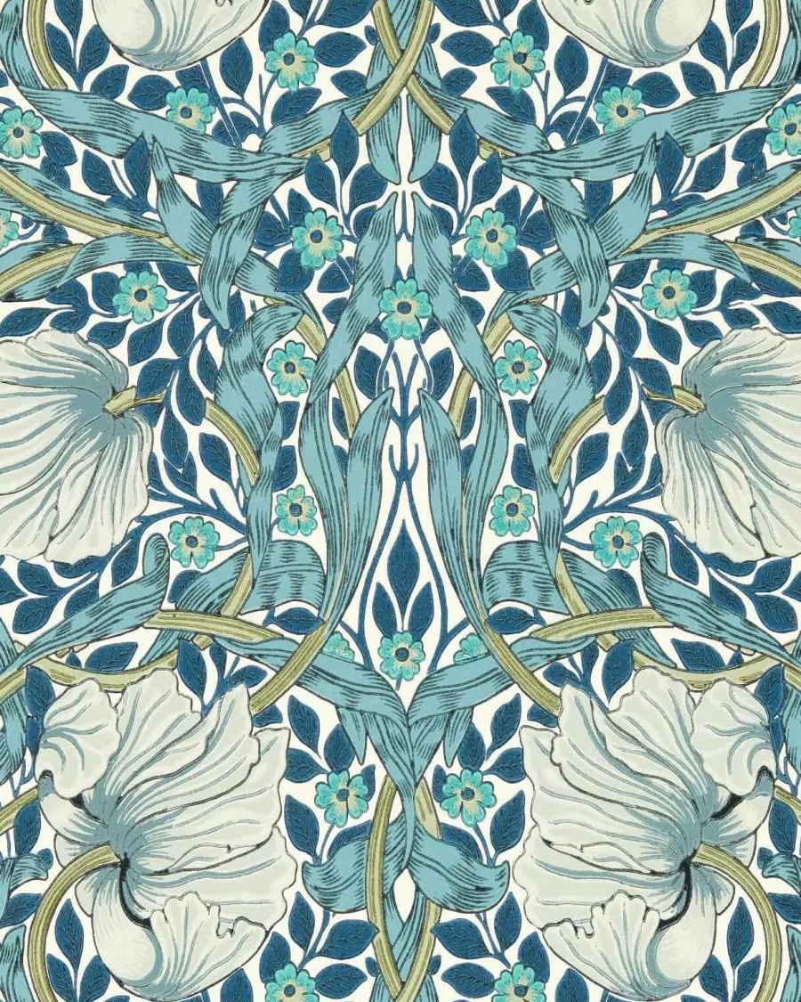 Sanderson Design Group Brands Ltd Mönstrade Tapeter|Blommiga Tapeter|William Morris & Co. Tapet - Pimpernel Cobalt/Mineral