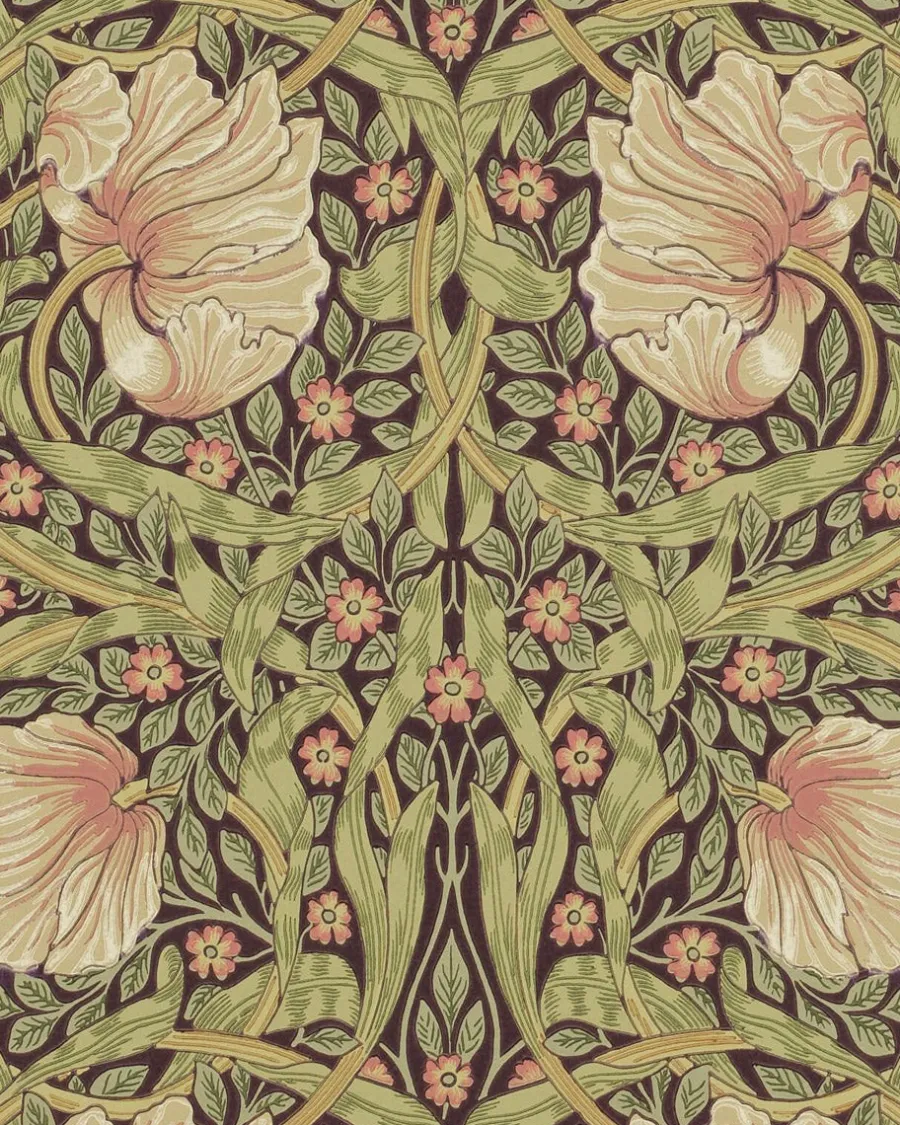 Sanderson Design Group Brands Ltd Mönstrade Tapeter|Blommiga Tapeter|William Morris & Co. Tapet - Pimpernel Bullrush/Russet