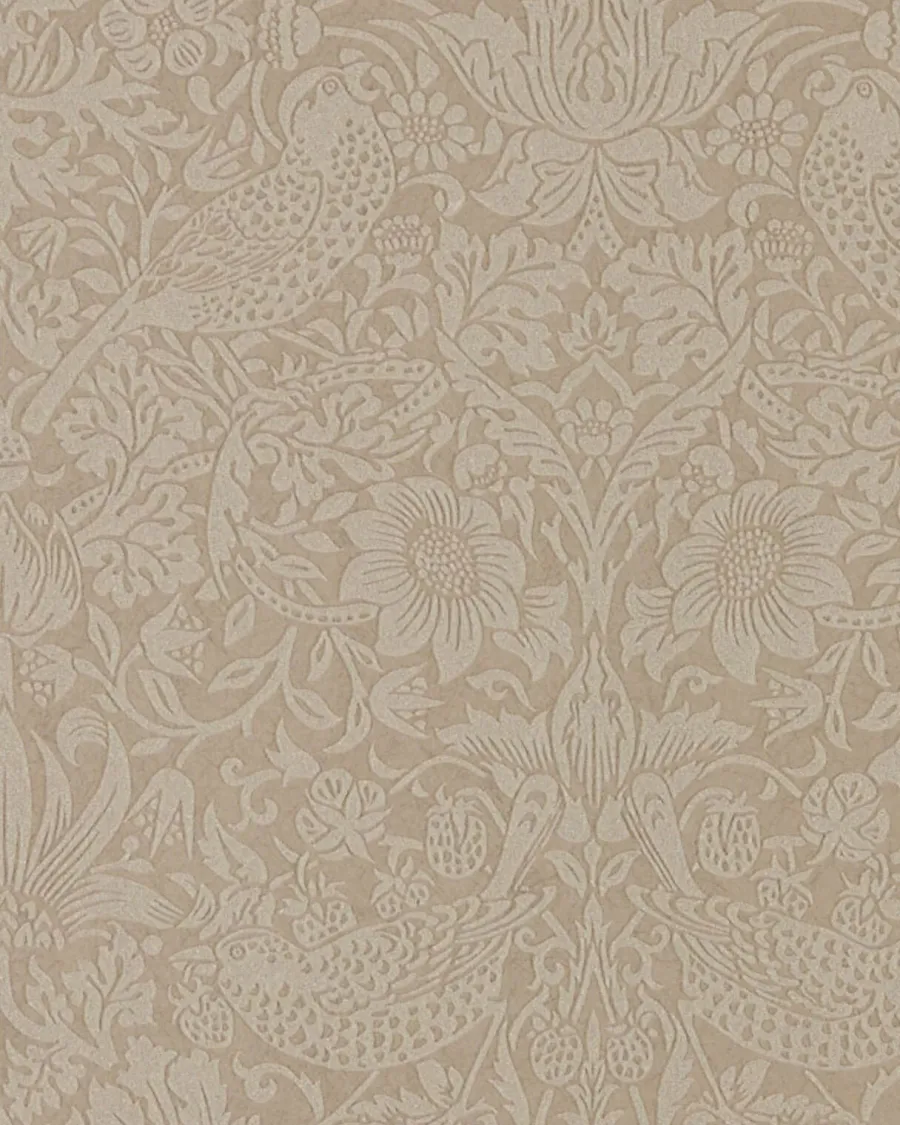 Sanderson Design Group Brands Ltd Mönstrade Tapeter|William Morris & Co - Tapeter|William Morris & Co. Tapet - Pure Strawberry Thief Taupe/Gilver