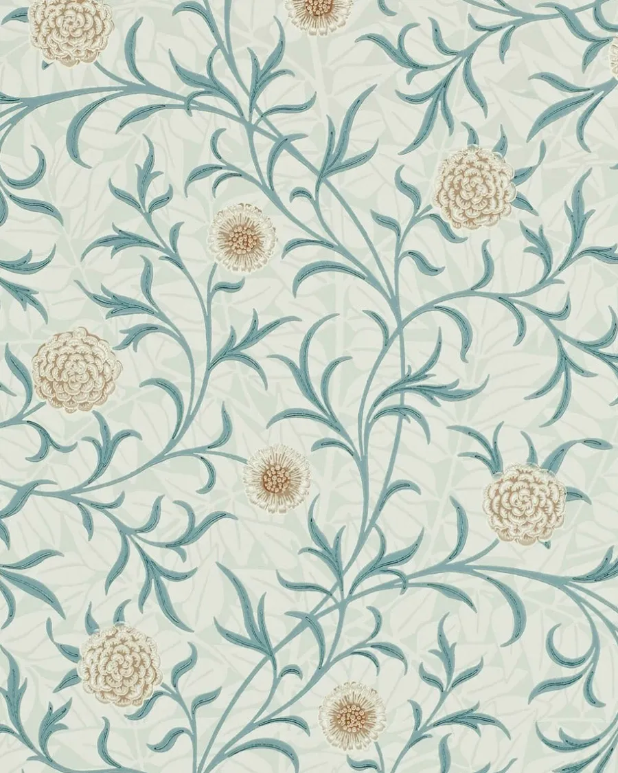 Sanderson Design Group Brands Ltd Mönstrade Tapeter|Blommiga Tapeter|William Morris & Co. Tapet - Scroll Loden/Slate