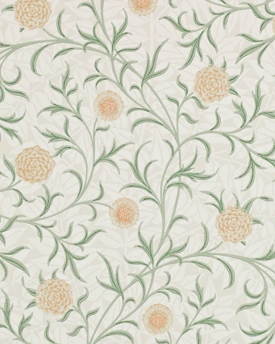 Sanderson Design Group Brands Ltd Mönstrade Tapeter|Blommiga Tapeter|William Morris & Co. Tapet - Scroll Thyme/Pear