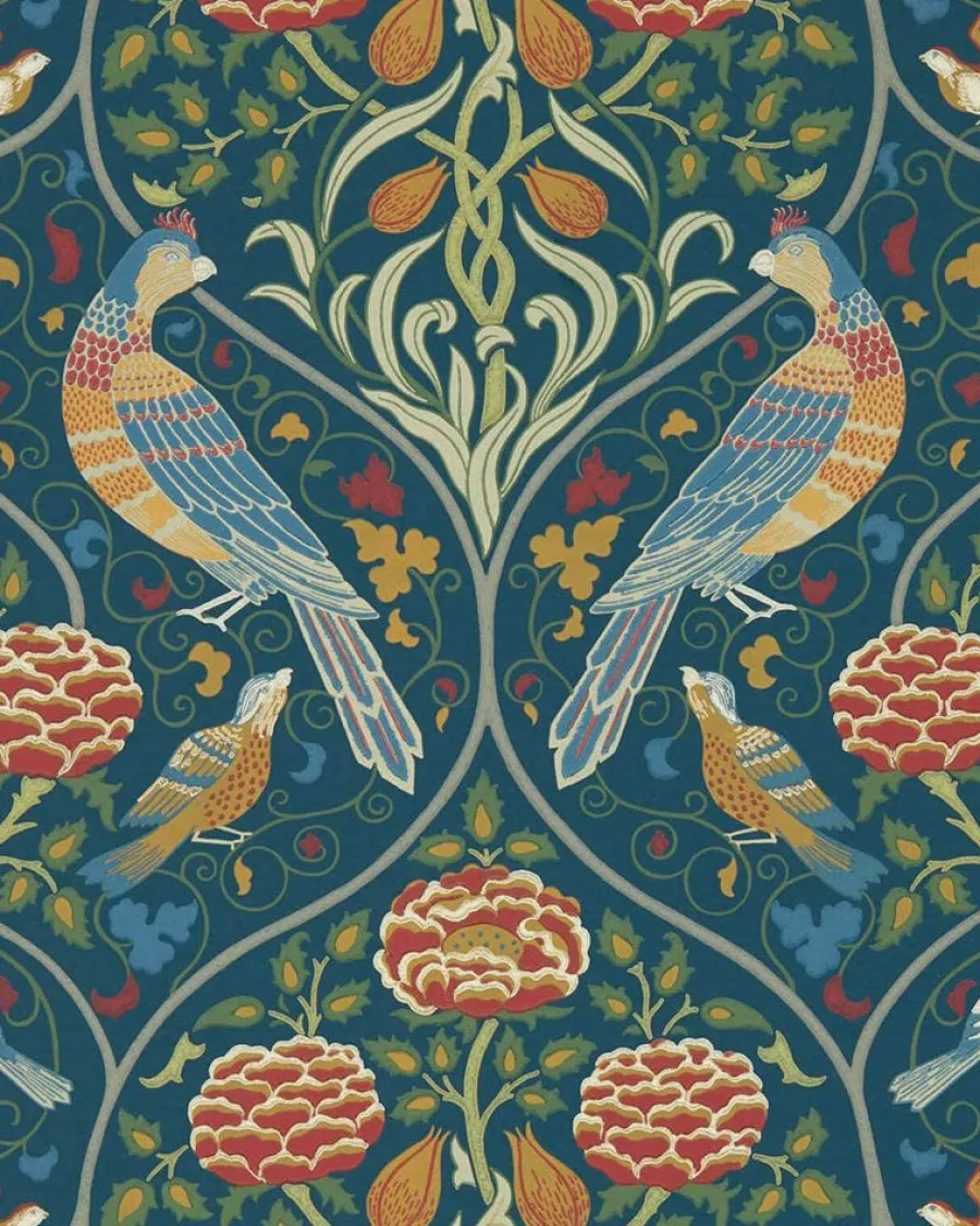 Sanderson Design Group Brands Ltd Mönstrade Tapeter|Blommiga Tapeter|William Morris & Co. Tapet - Seasons by May indigo