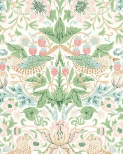 Sanderson Design Group Brands Ltd Mönstrade Tapeter|Blommiga Tapeter|William Morris & Co. Tapet - Simply Strawberry Thief cochineal pink