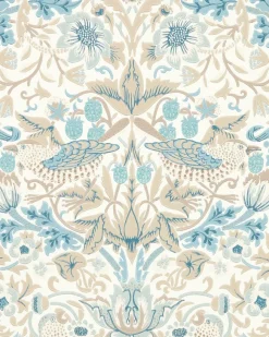 Sanderson Design Group Brands Ltd Mönstrade Tapeter|Blommiga Tapeter|William Morris & Co. Tapet - Simply Strawberry Thief slate/vellum