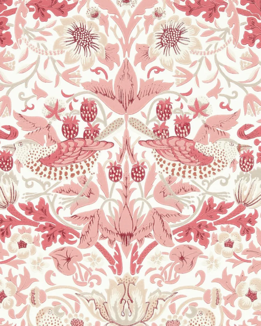 Sanderson Design Group Brands Ltd Mönstrade Tapeter|Blommiga Tapeter|William Morris & Co. Tapet - Simply Strawberry Thief madder