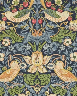 Sanderson Design Group Brands Ltd Mönstrade Tapeter|Blommiga Tapeter|William Morris & Co. Tapet - Strawberry Thief chocolate/slate