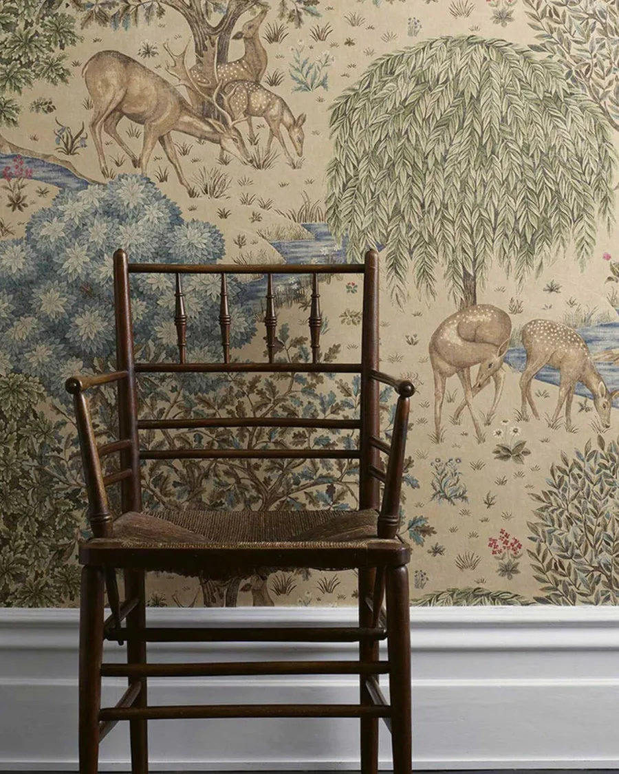 Sanderson Design Group Brands Ltd Mönstrade Tapeter|Blommiga Tapeter|William Morris & Co. Tapet - The Brook Linen Green