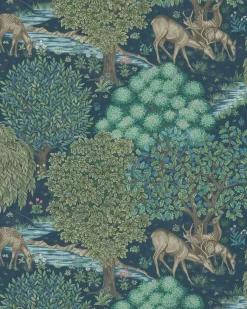 Sanderson Design Group Brands Ltd Mönstrade Tapeter|Blommiga Tapeter|William Morris & Co. Tapet - The Brook Dark Blue