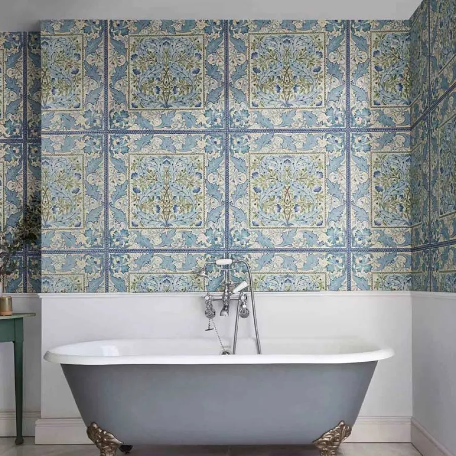 Sanderson Design Group Brands Ltd Mönstrade Tapeter|Blommiga Tapeter|William Morris & Co. Tapet - Wilhelmina indigo
