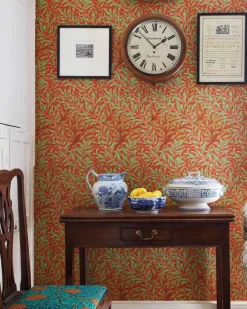 Sanderson Design Group Brands Ltd Mönstrade Tapeter|Blommiga Tapeter|William Morris & Co. Tapet - Willow Boughs Tomato/Olive