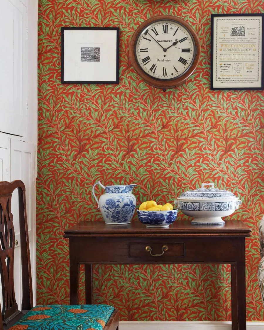 Sanderson Design Group Brands Ltd Mönstrade Tapeter|Blommiga Tapeter|William Morris & Co. Tapet - Willow Boughs Tomato/Olive
