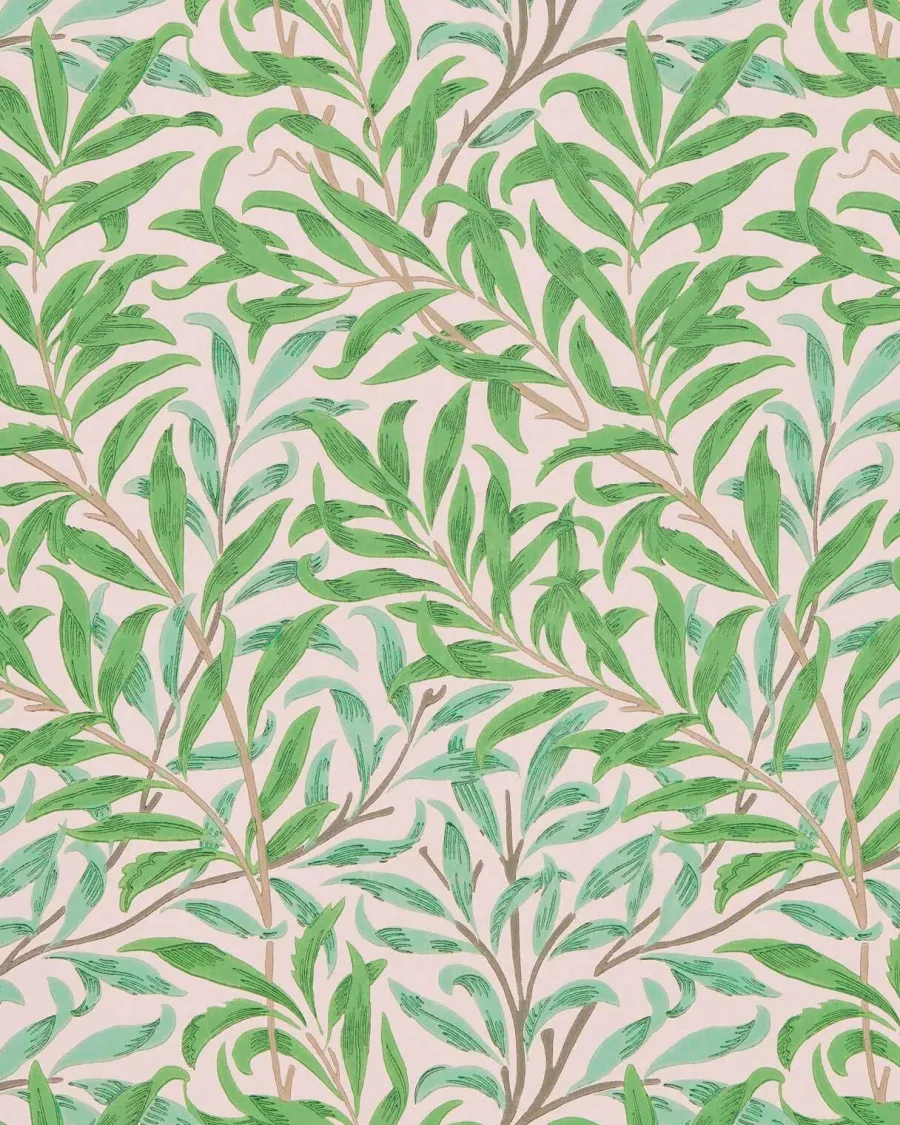 Sanderson Design Group Brands Ltd Mönstrade Tapeter|Blommiga Tapeter|William Morris & Co. Tapet - Willow Boughs Pink/Leaf Green