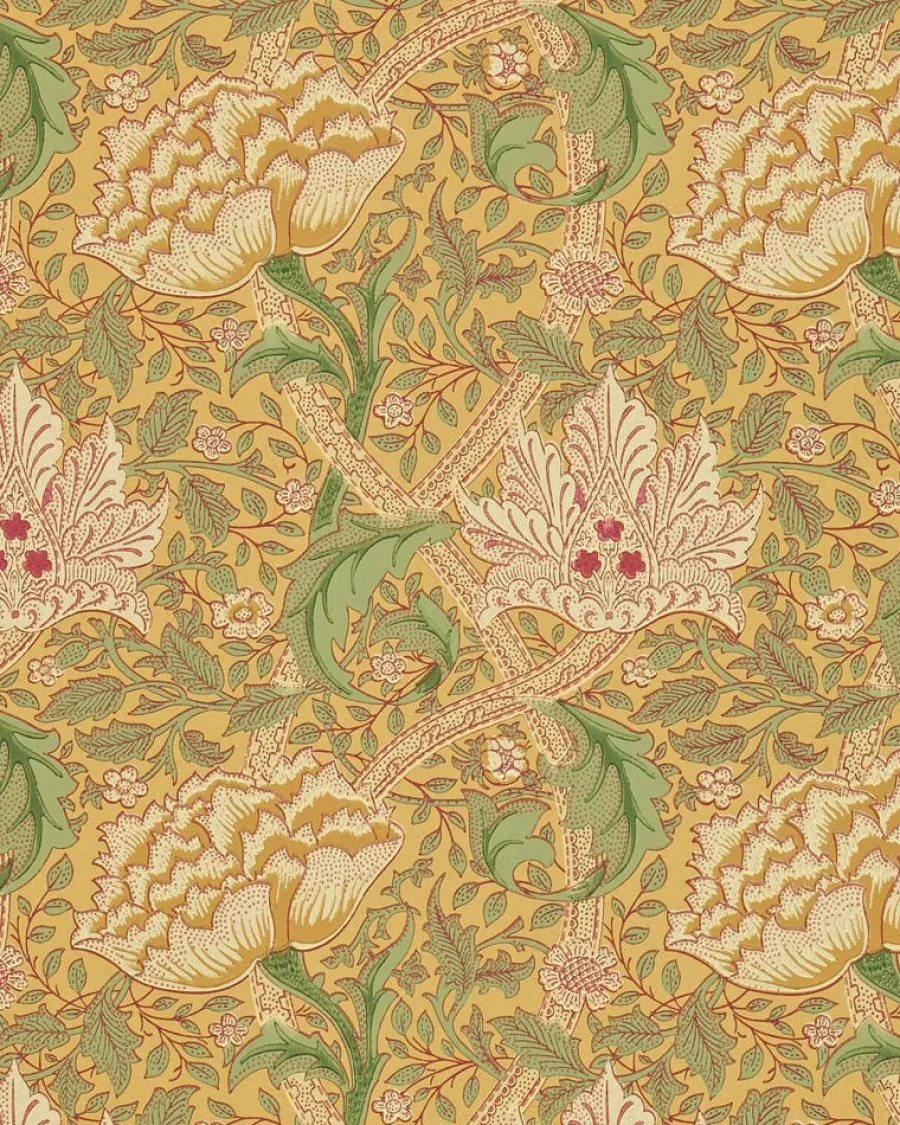 Sanderson Design Group Brands Ltd Mönstrade Tapeter|Blommiga Tapeter|William Morris & Co. Tapet - Windrush gold/thyme